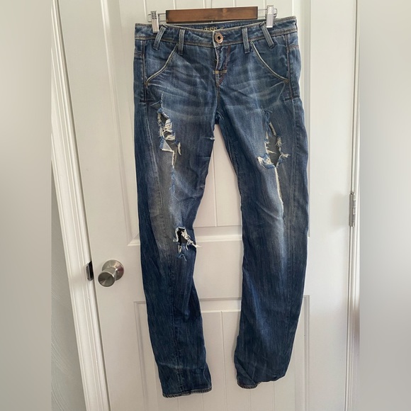 Guess Denim - Guess Jeans low rise distressed jeans, blue, size 29